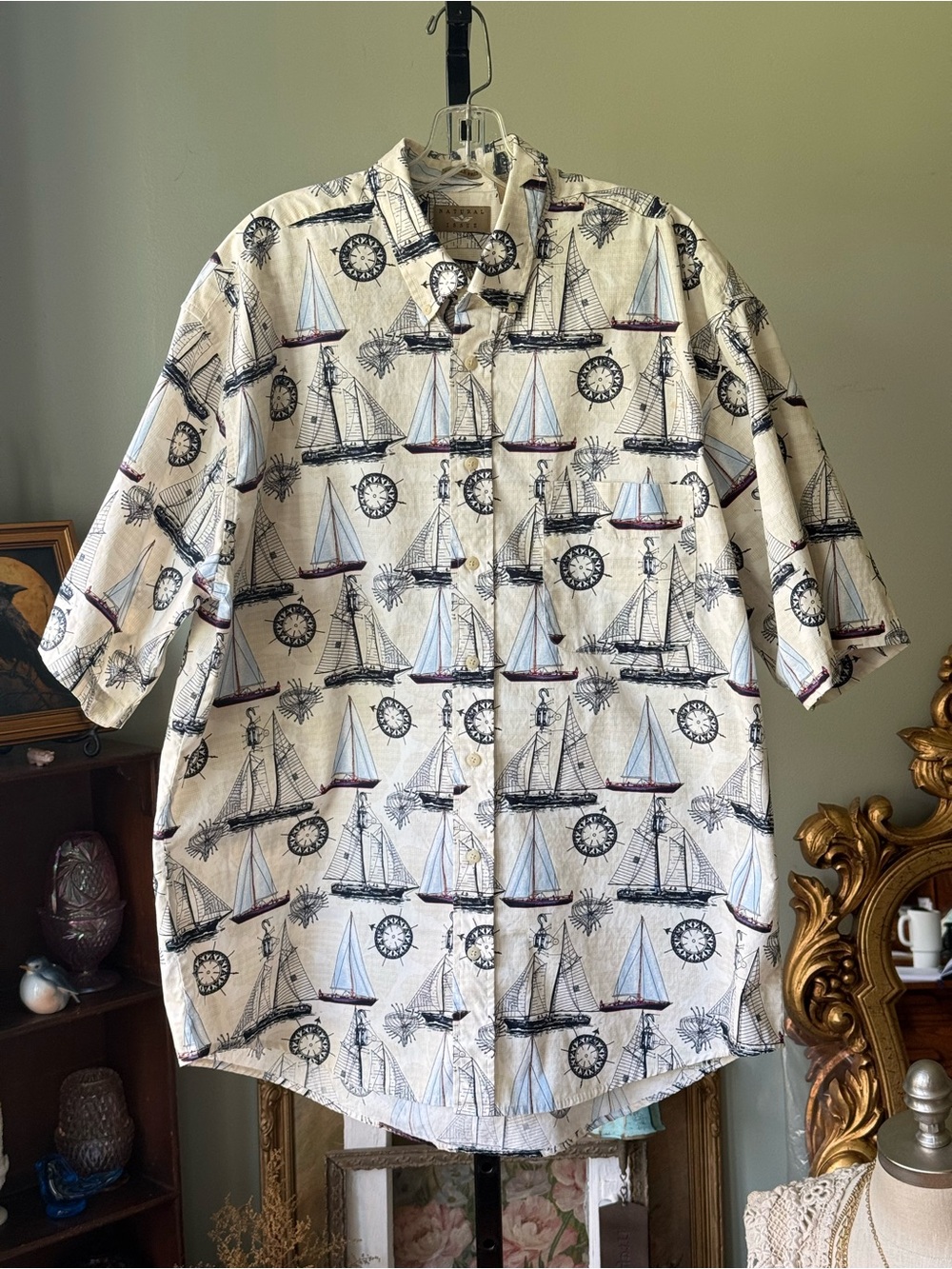 NATURAL ISSUE NAUTICAL CAMP SHIRT SIZE XLT